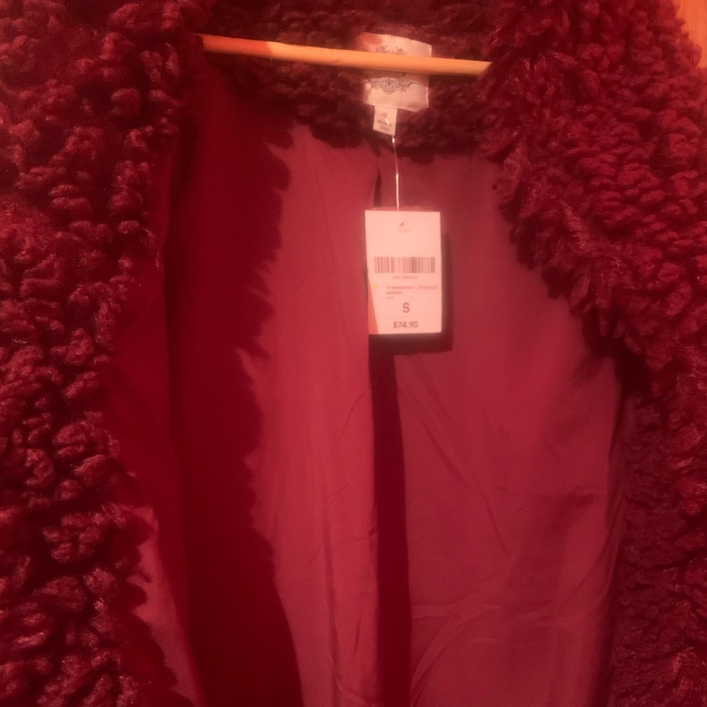 Burgundy shaggy coat